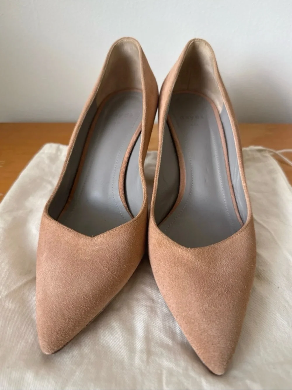 Aeyde Blush Brown Suede Pointed-Toe Pumps